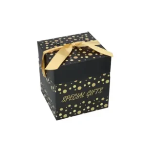Klein luxe kerstdoosje met strik. Voor 2 stukjes kaas, Vonk kaars en nog 1 klein item zoals fuet worst. Klein kaas kerstpresentje.